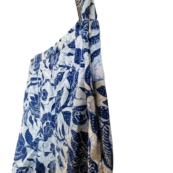 Size 8 100% Cotton Paisley Navy Blue Gold Flared Midi Skirt - Picture 4 of 6